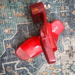 ❤️ 7.5-8 Red Jelly Block Heel ♥️